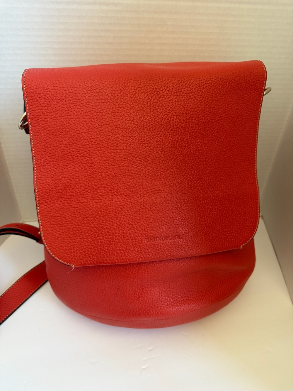 Bruno magli orange leather multi way backpack